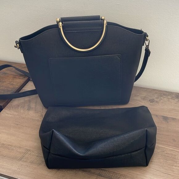 Antik Kraft Womens Black Vegan-Leather Crossbody Handbag - Picture 6 of 13